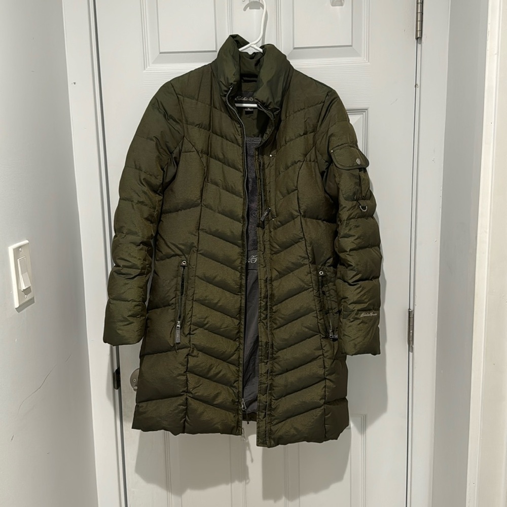 Olive green Eddie Bauer long parka